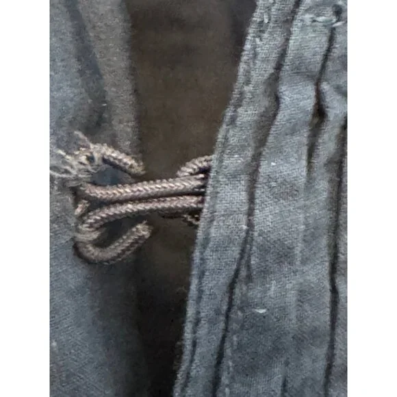 Chicos Open Front Jacket Women’s Size 2 Navy & Beige Textured Pattern Cotton Ble - Picture 5 of 8